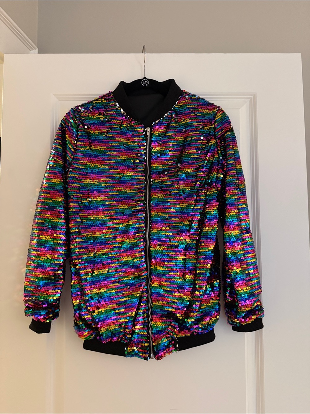 Anthropologie Multicolor Sequin Bomber Jacket
